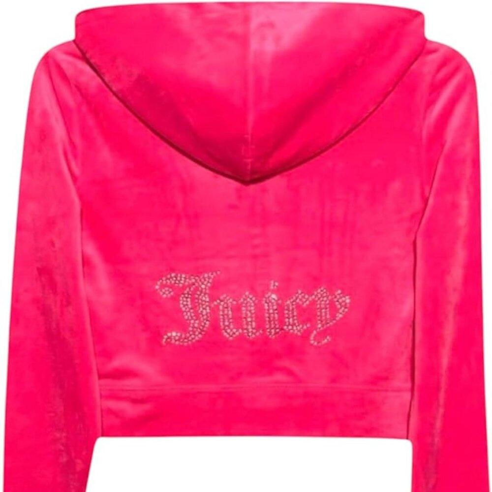 Juicy Couture Women's Plus Size Bling Velour Hoodie Track Jacket